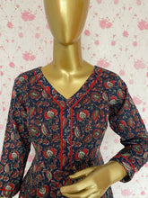 Blue katha cotton anarkali - kasumi.in